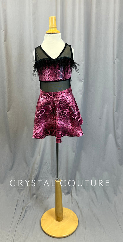 *Brand New* Custom Pink Snakeskin Print and Black Mesh Dress