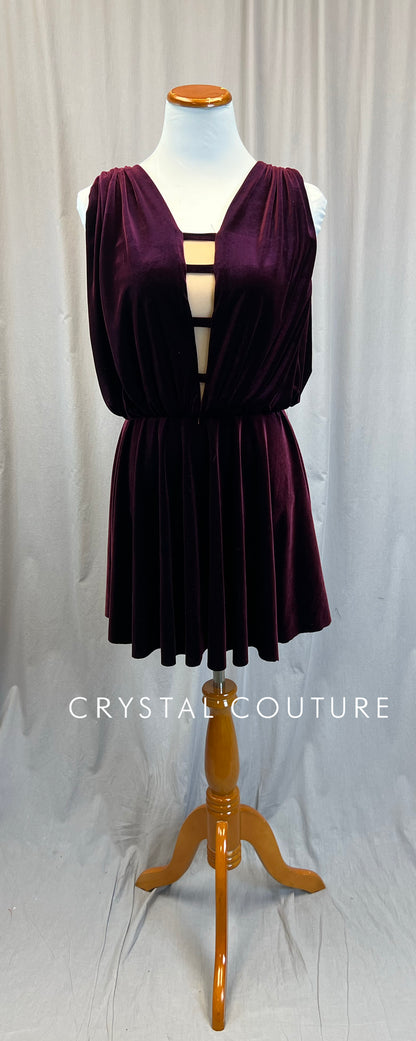 Custom Deep Purple/Burgundy Velvet Gathered Blouson Dress