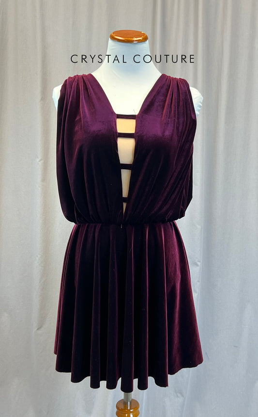 Custom Deep Purple/Burgundy Velvet Gathered Blouson Dress