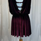 Custom Deep Purple/Burgundy Velvet Gathered Blouson Dress