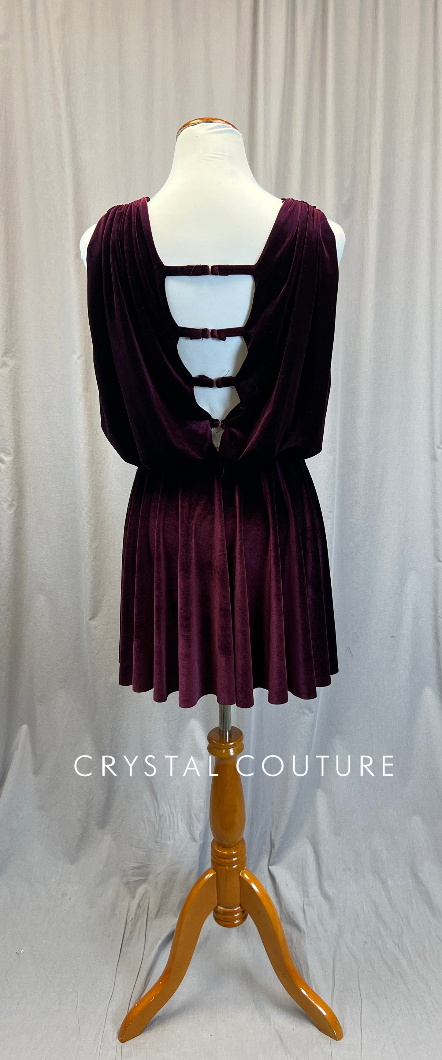 Custom Deep Purple/Burgundy Velvet Gathered Blouson Dress