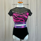 Custom Black and Pink Lightning Bolt Short Sleeve and Shorts Two-Piece - Rhinestones