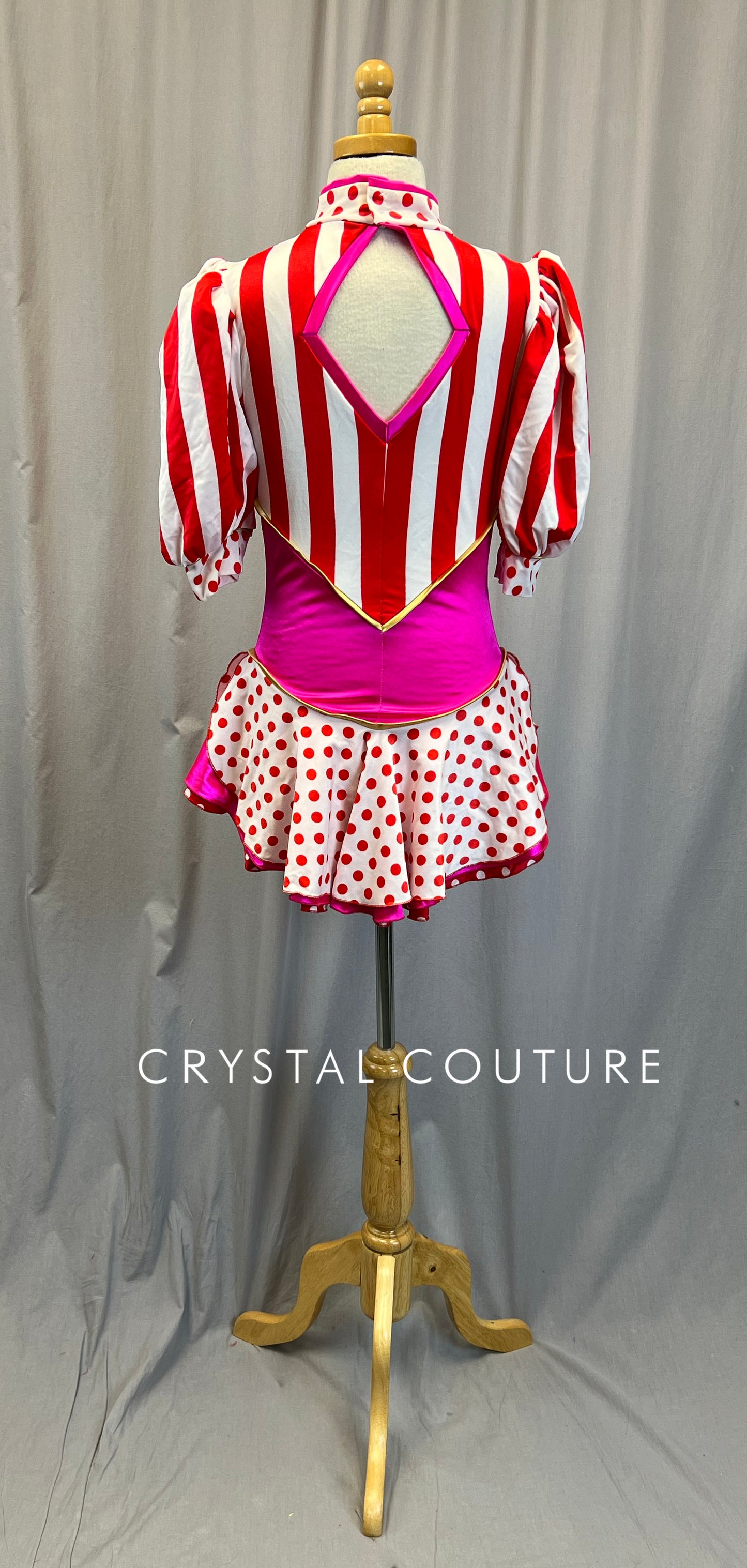 Pink,White, and Red Polka Dot and Striped Leotard