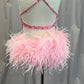 Custom Pink Sequin and Feather Asymetric Leotard