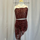 Maroon Lace Crop Top and Skirt Two-Piece Set