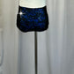Royal Blue and Black Lace and Velvet Two-Piece Set - Rhinestones