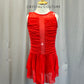 Red Mesh Dress - Rhinestones