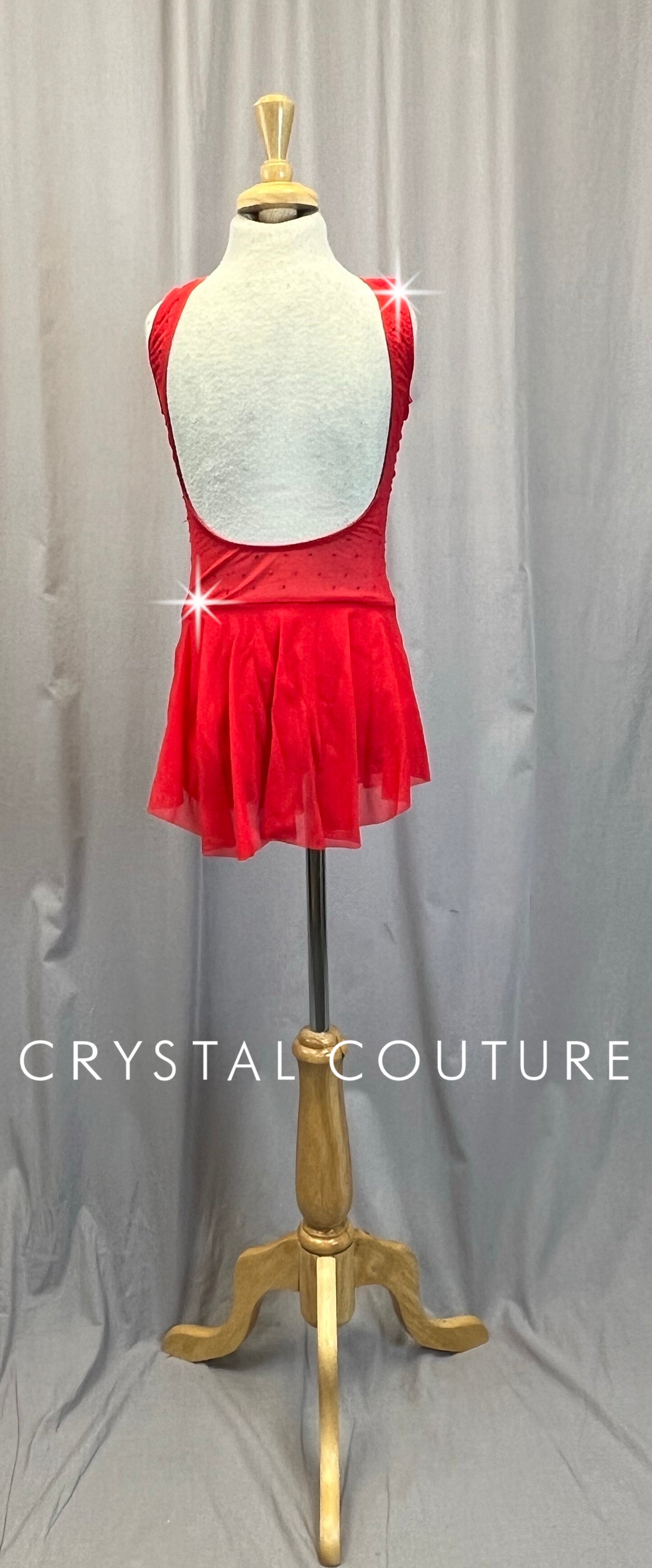 Red Mesh Dress - Rhinestones