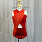 Red Mesh Cross Front Leotard