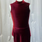Maroon Velvet Mock Neck Sleeveless Long Dress