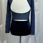 Custom Navy Long Mesh Sleeve Leotard With Cut Outs