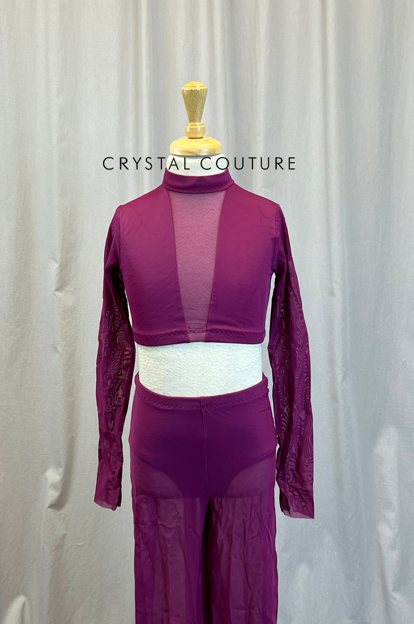 Light Plum Long Sleeve Mesh Set With Pants