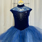Navy Velvet Tutu Dress -Rhinestones