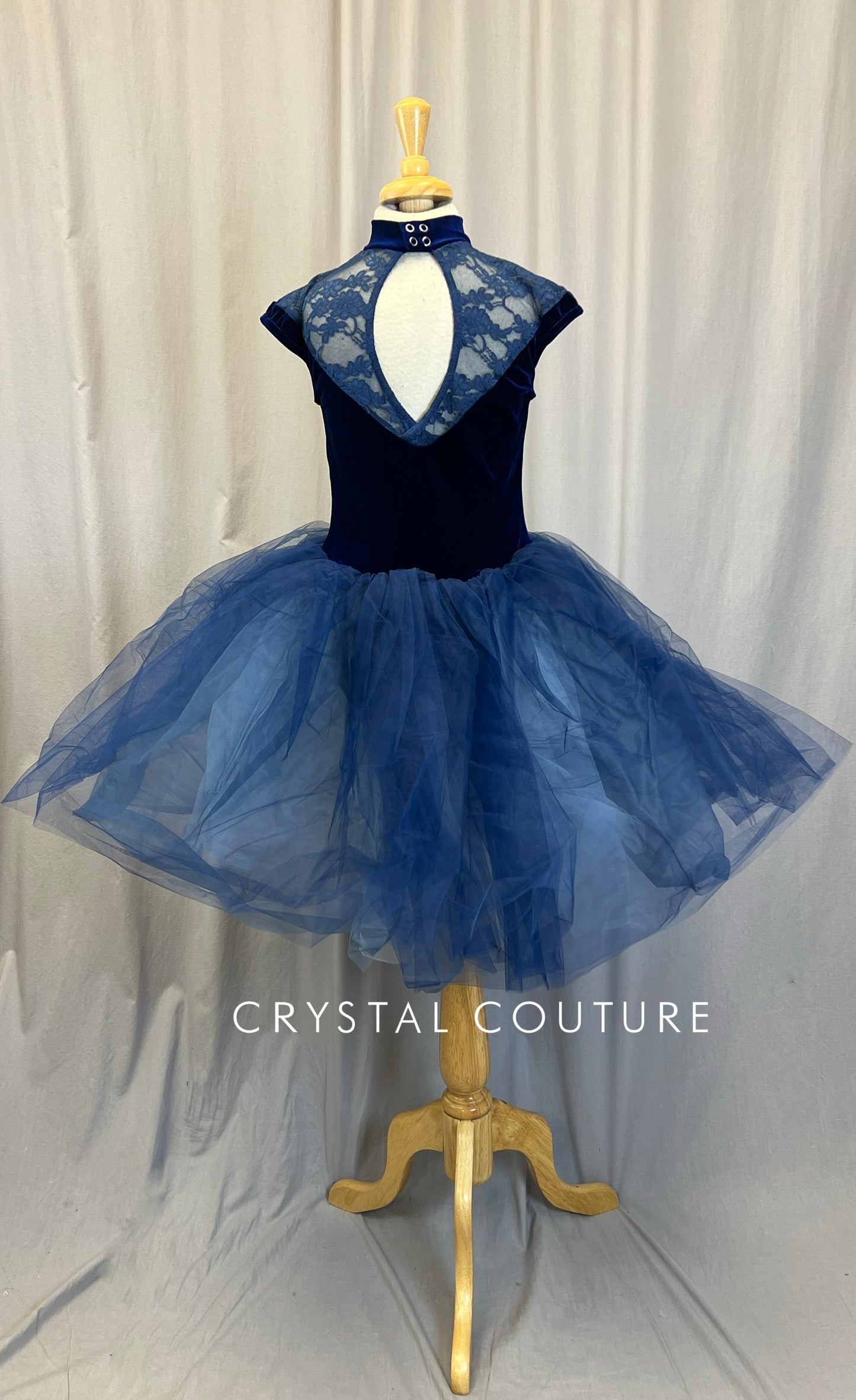 Navy Velvet Tutu Dress -Rhinestones