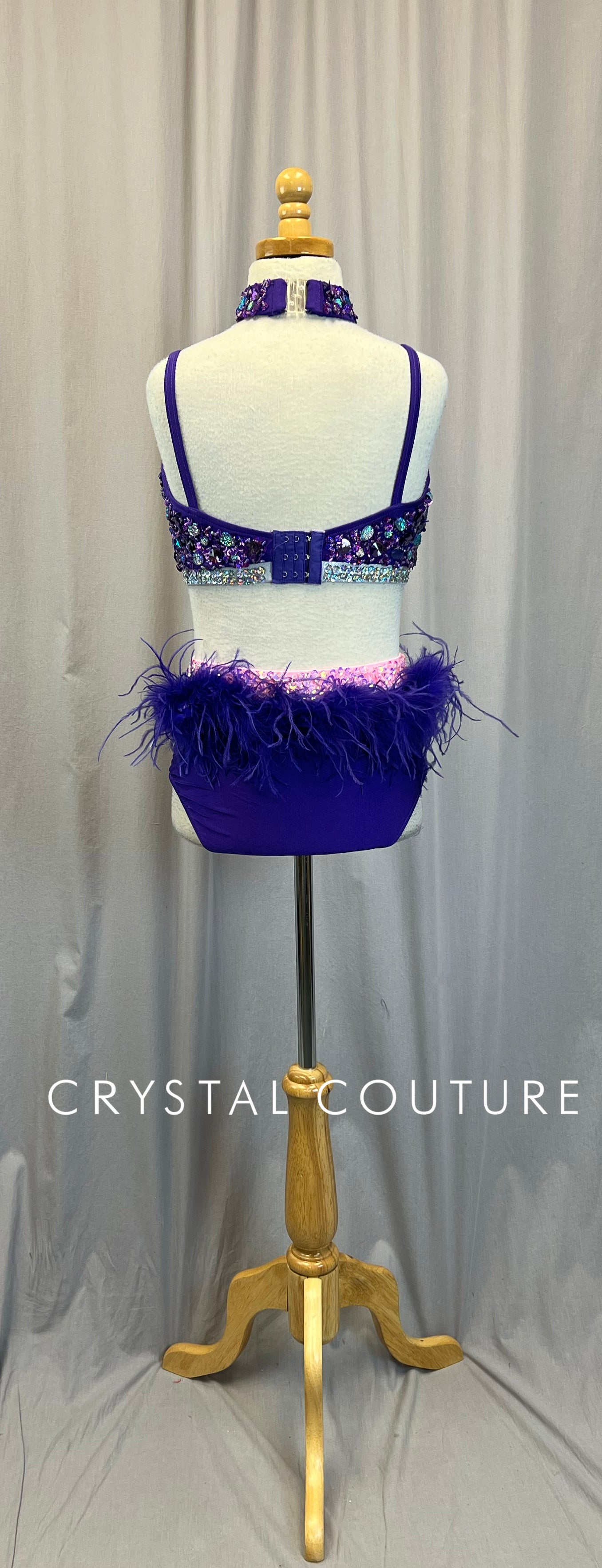 Purple and Pink Feather Sequin Leotard
