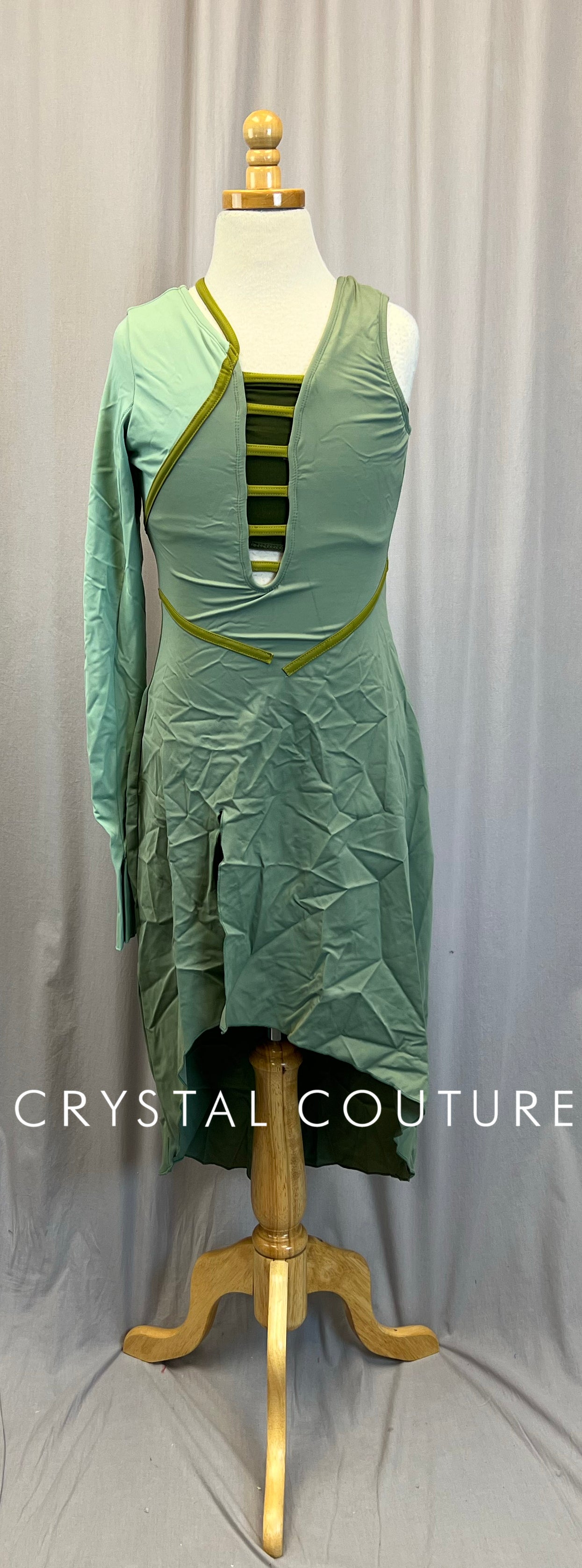 Sage Green Asymmetrical Spandex Dress