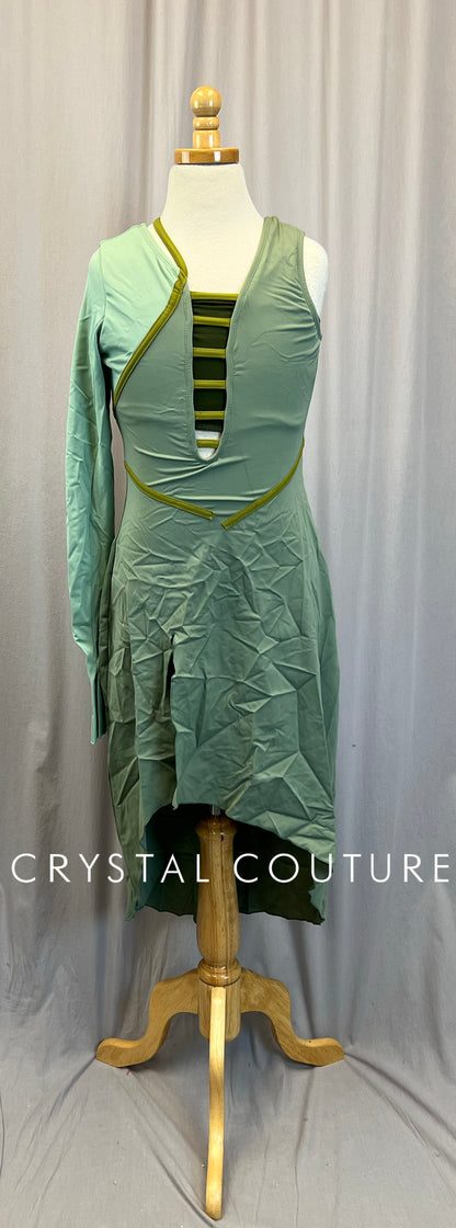 Sage Green Asymmetrical Spandex Dress