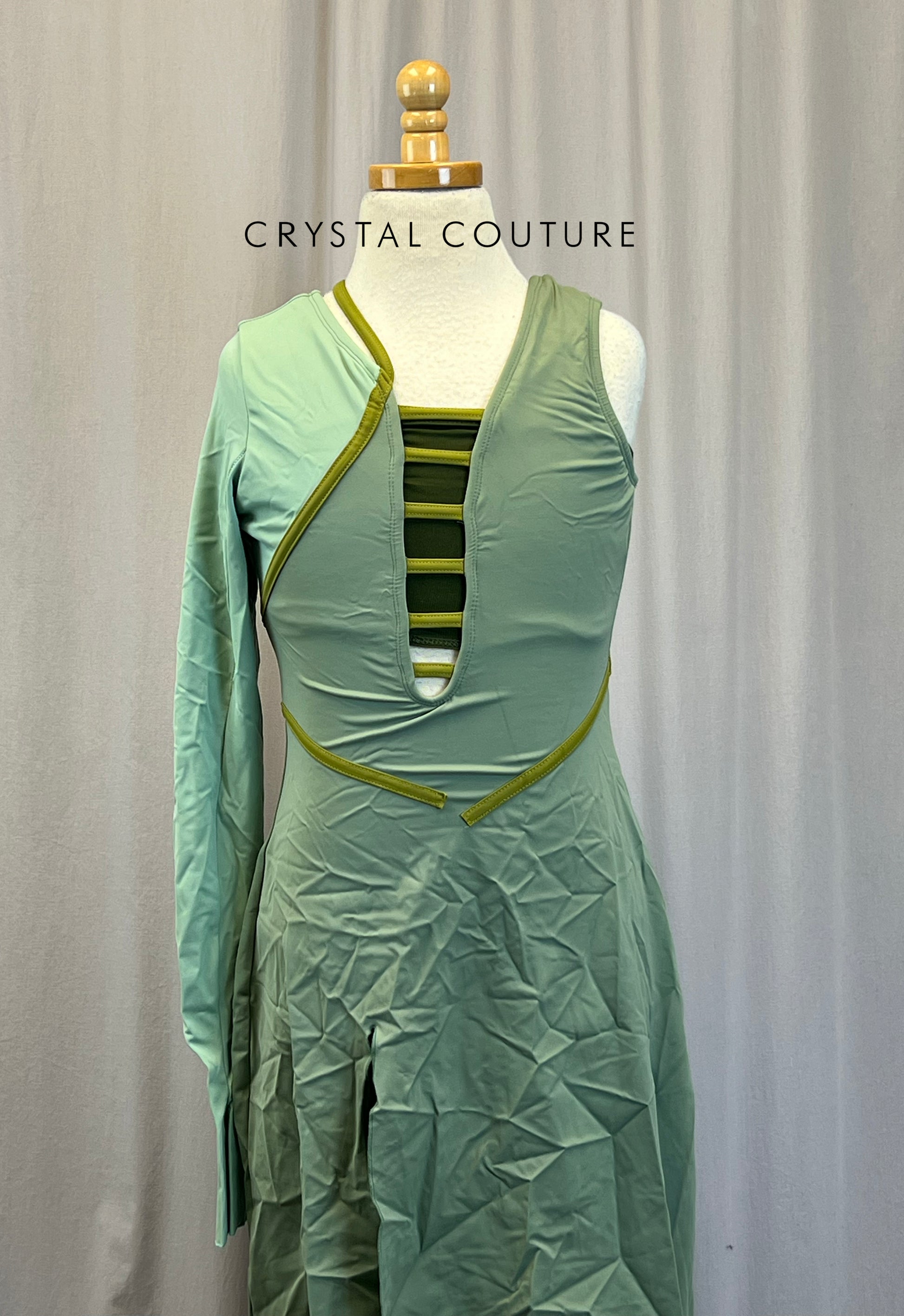 Sage Green Asymmetrical Spandex Dress