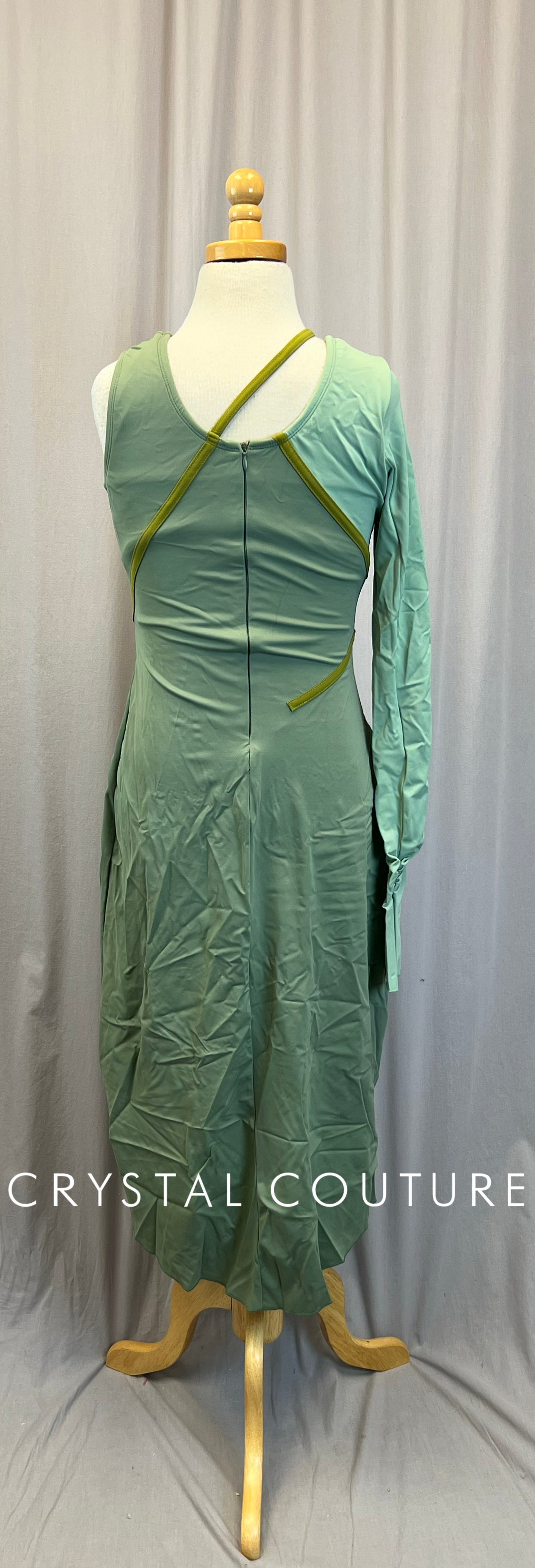 Sage Green Asymmetrical Spandex Dress