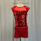 Red Sequin and Fringe Biketard