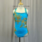 Teal/Blue and Gold Leotard - Appliques - Rhinestones