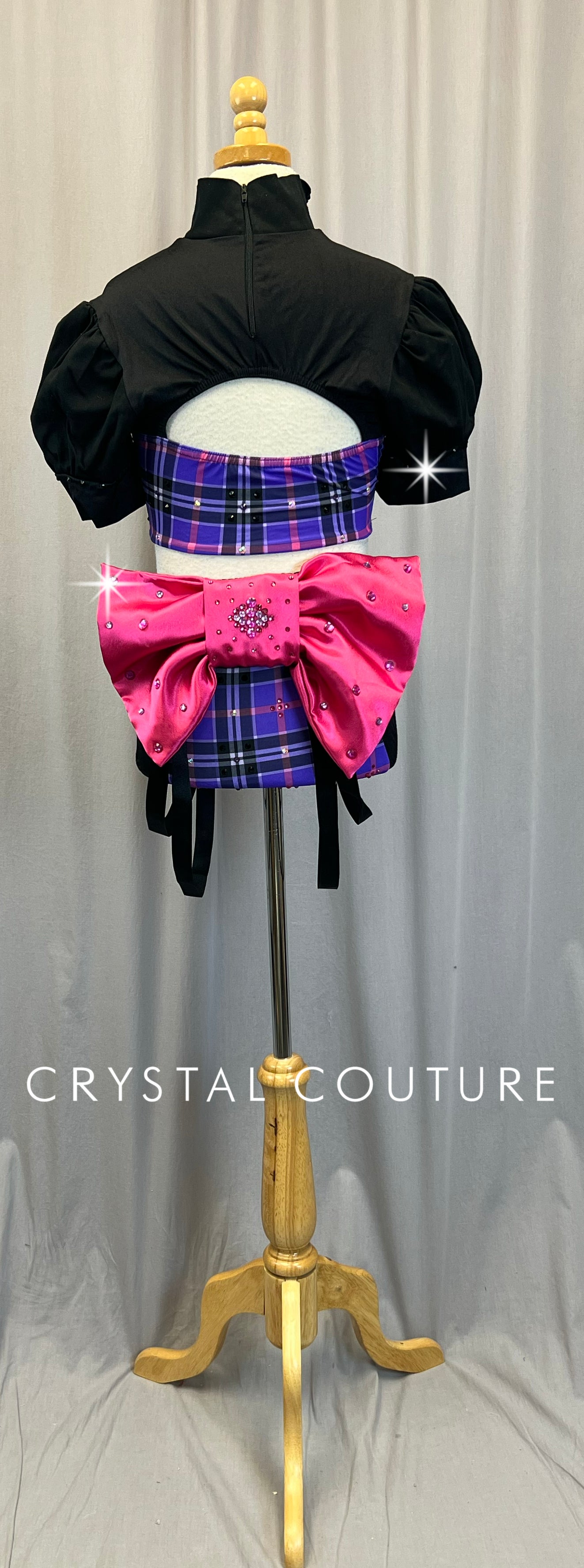 Black and Purple Plaid Set - Rhinestones