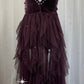 Plum Velvet Leotard with Long Mesh Half-Skirt - Rhinestones