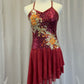 Red and Orange Sequin and Mesh Dress - Rhinestones