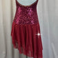 Red and Orange Sequin and Mesh Dress - Rhinestones