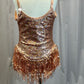 Rose Gold Sequin Leotard with a Gemstone Embellishment - Rhinestones