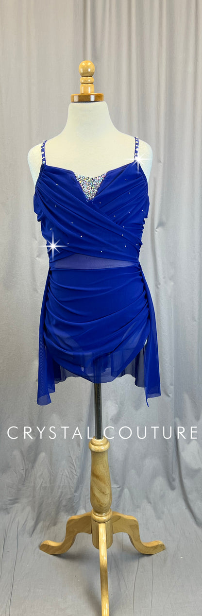 Indigo Blue Wrap Leotard - Rhinestones