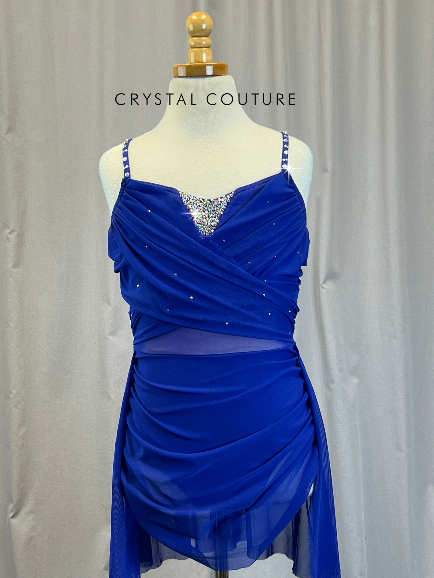 Indigo Blue Wrap Leotard - Rhinestones