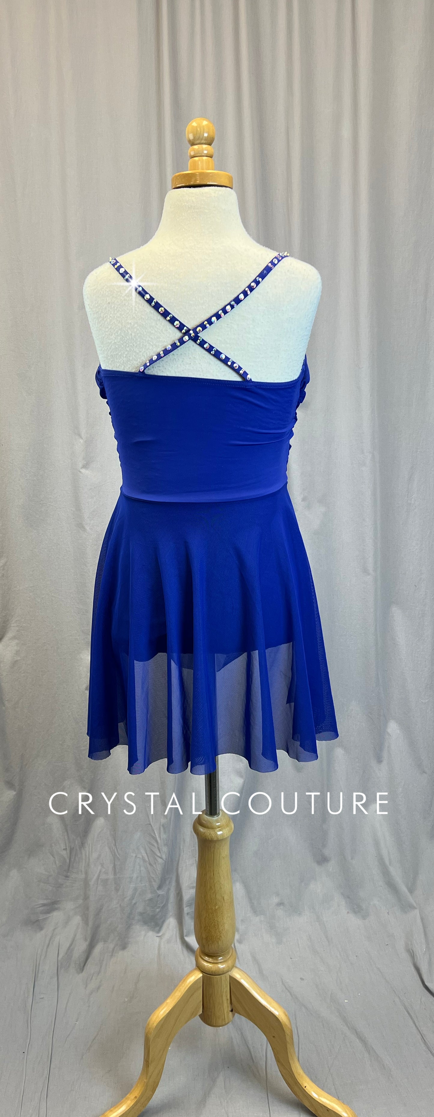 Indigo Blue Wrap Leotard - Rhinestones