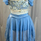 Powder Blue + Ivory Floral Mesh Two-Piece Set - Rhinestones