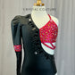Black and Pink One Sleeve Gemstone Leotard - Rhinestones