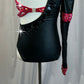 Black and Pink One Sleeve Gemstone Leotard - Rhinestones