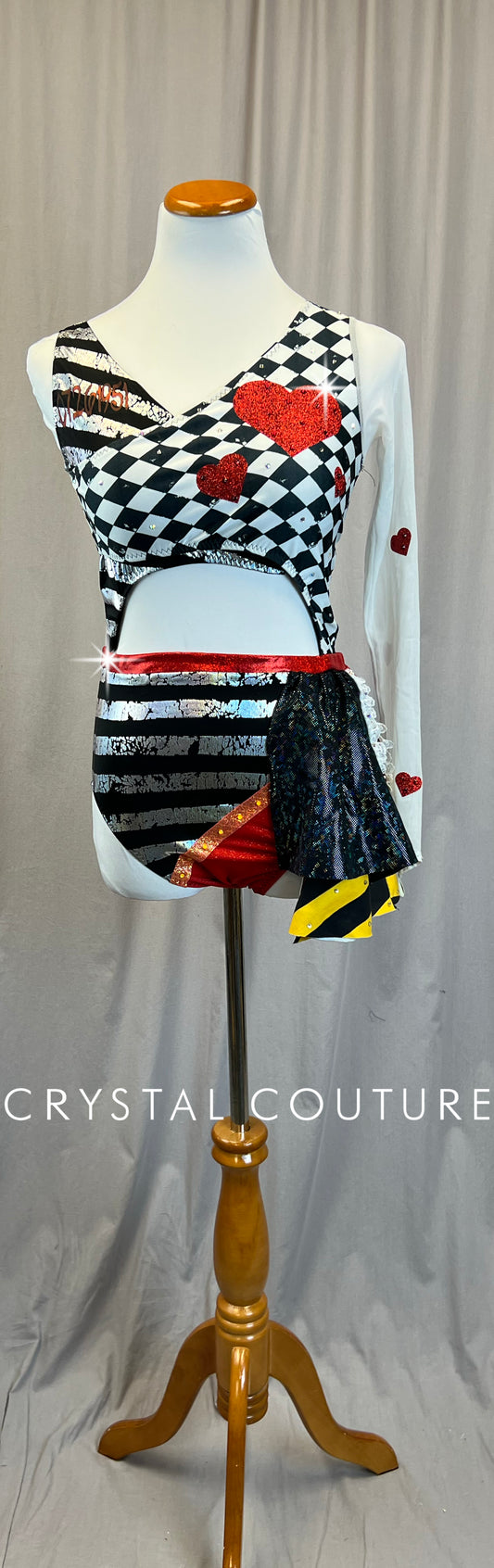 Black,White, Red and Silver *Captain Hook* Leotard -Rhinestones