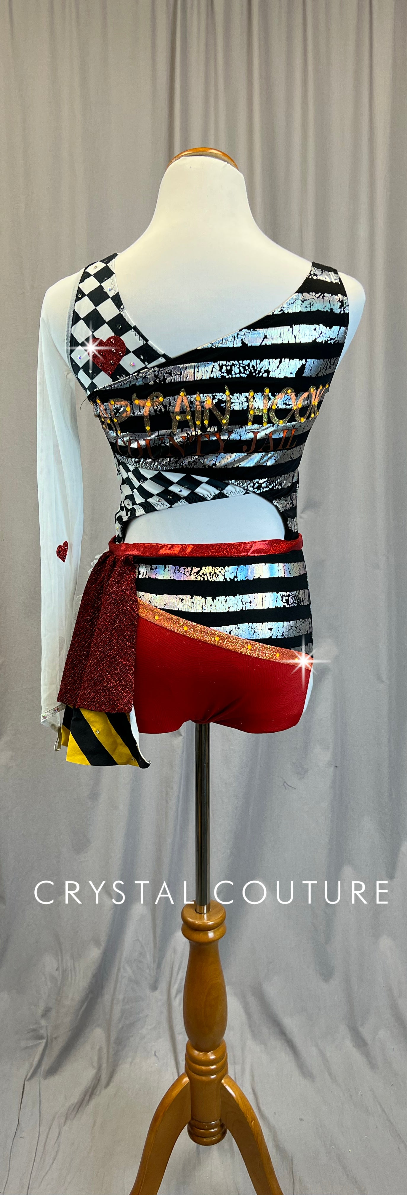 Black,White, Red and Silver *Captain Hook* Leotard -Rhinestones
