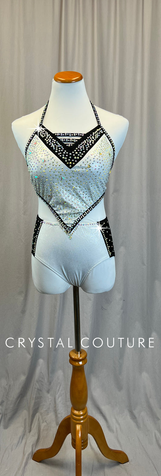 Black and White with Silver Spangles Leotard - Rhinestones