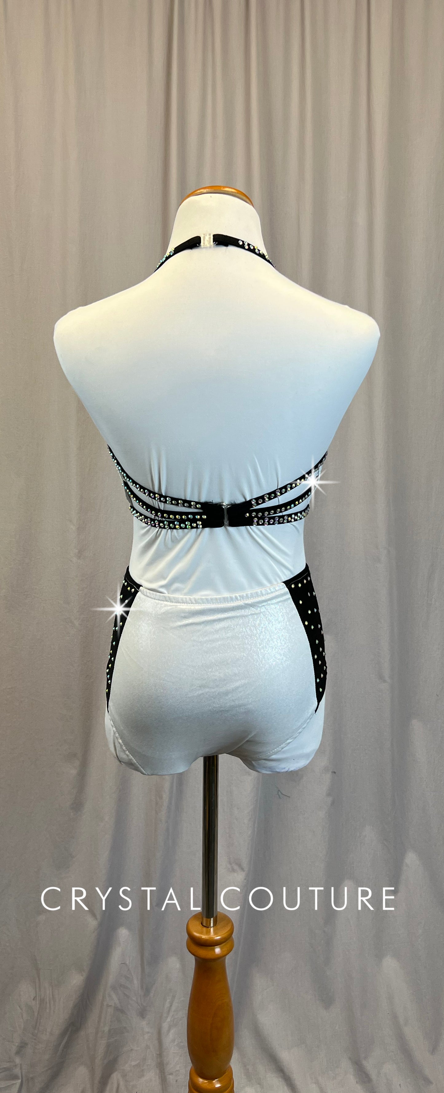 Black and White with Silver Spangles Leotard - Rhinestones