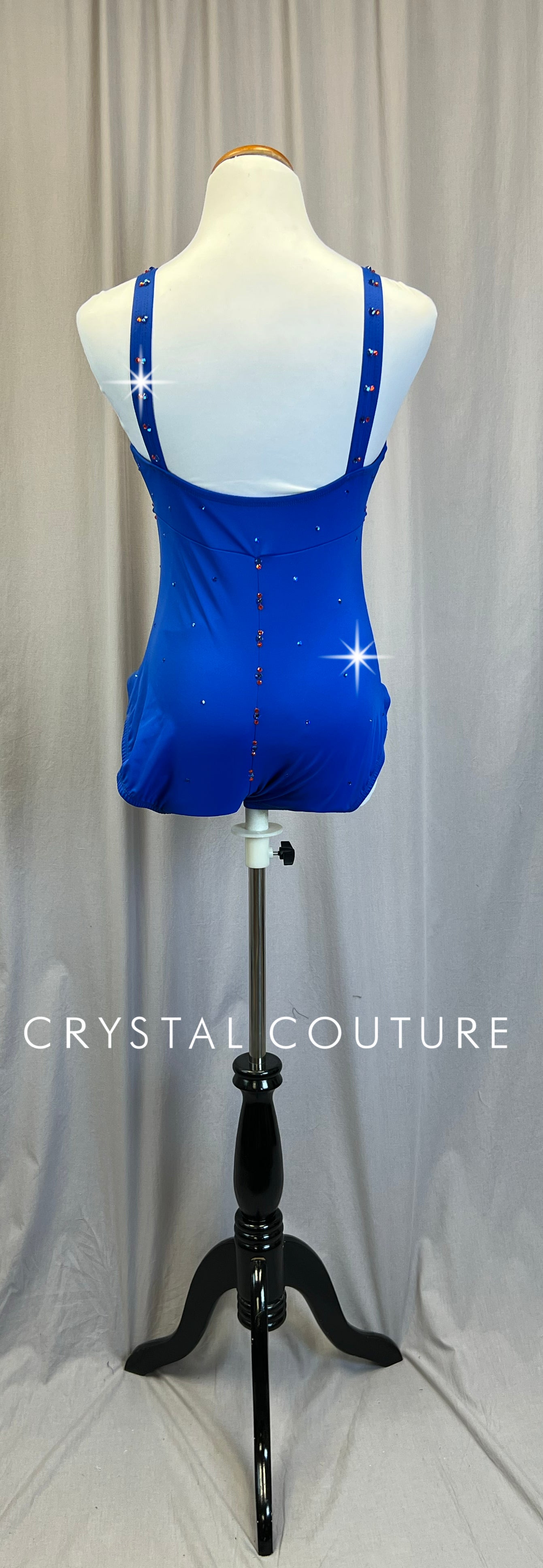 Royal Blue Scoop Neck Leotard- Rhinestones