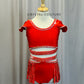 Custom Red Strappy Fringe Two-Piece Set - Rhinestones
