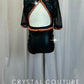 Custom Black and Orange Fishnet Metallic Leotard - Rhinestones