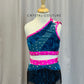 Custom Dark Teal and Hot Pink Velvet Set - Rhinestones