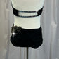 Custom Black Bra Top and Shorts Set with Bronze and Purple Appliques - Rhinestones