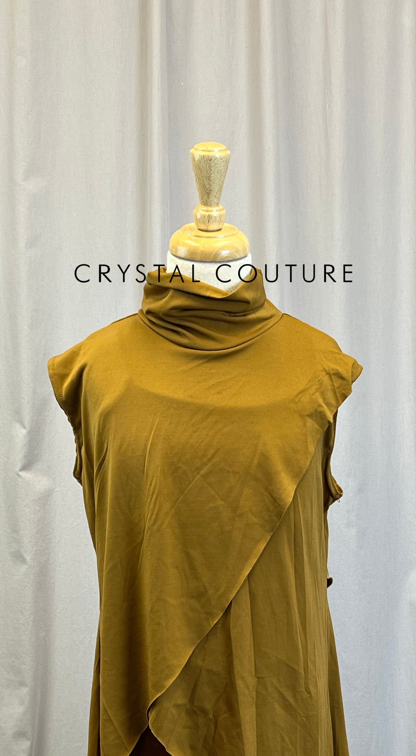 Tan/Sepia asymmetrical Tunic and Bike Short Three-Piece Set