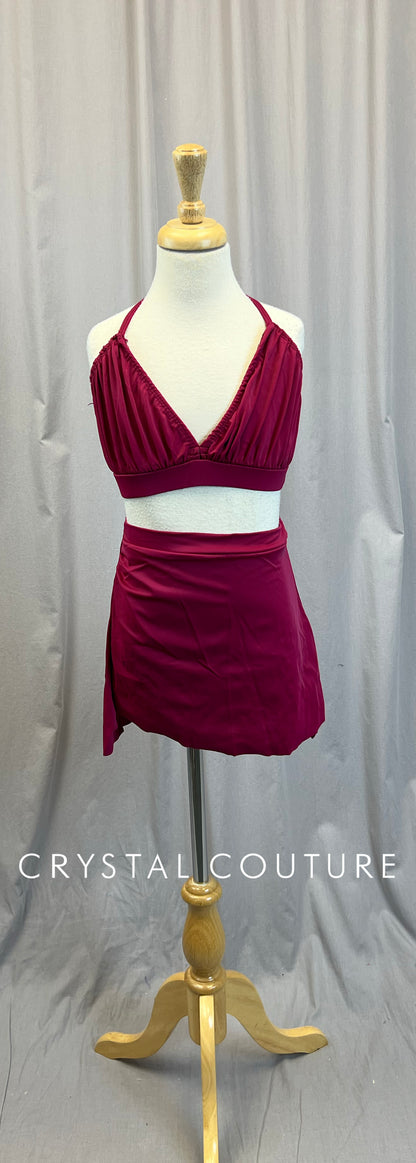 Berry Pink Bra Top and Skirt Two-Piece Set