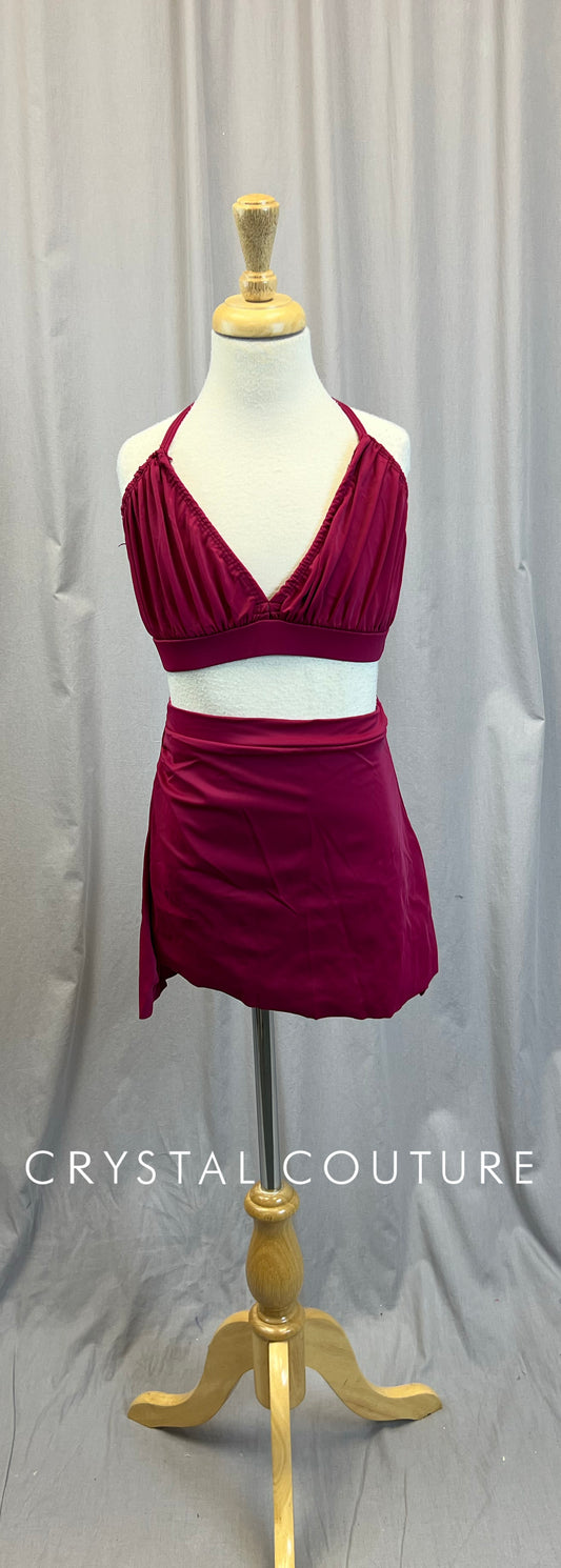 Berry Pink Bra Top and Skirt Two-Piece Set