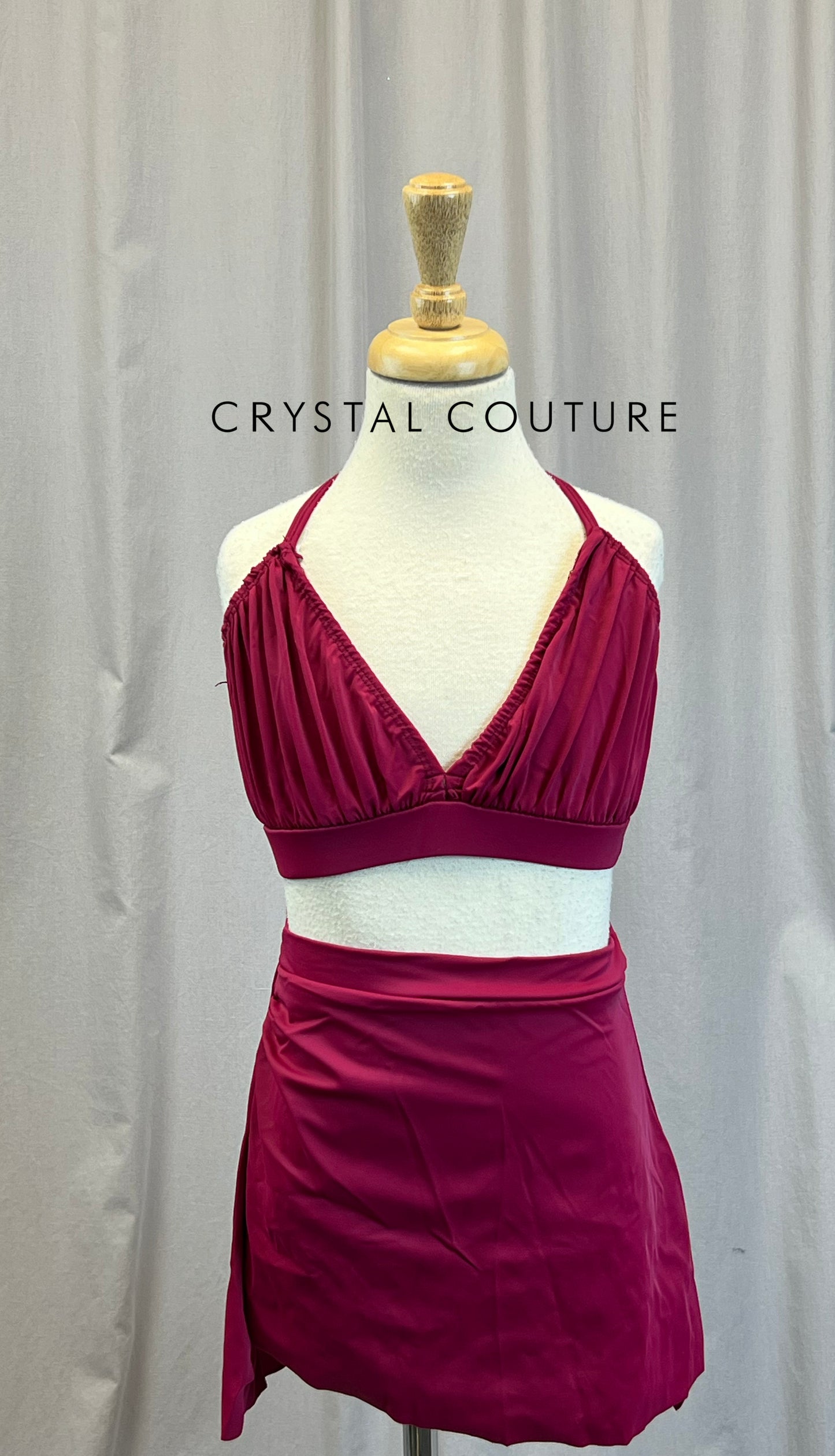 Berry Pink Bra Top and Skirt Two-Piece Set