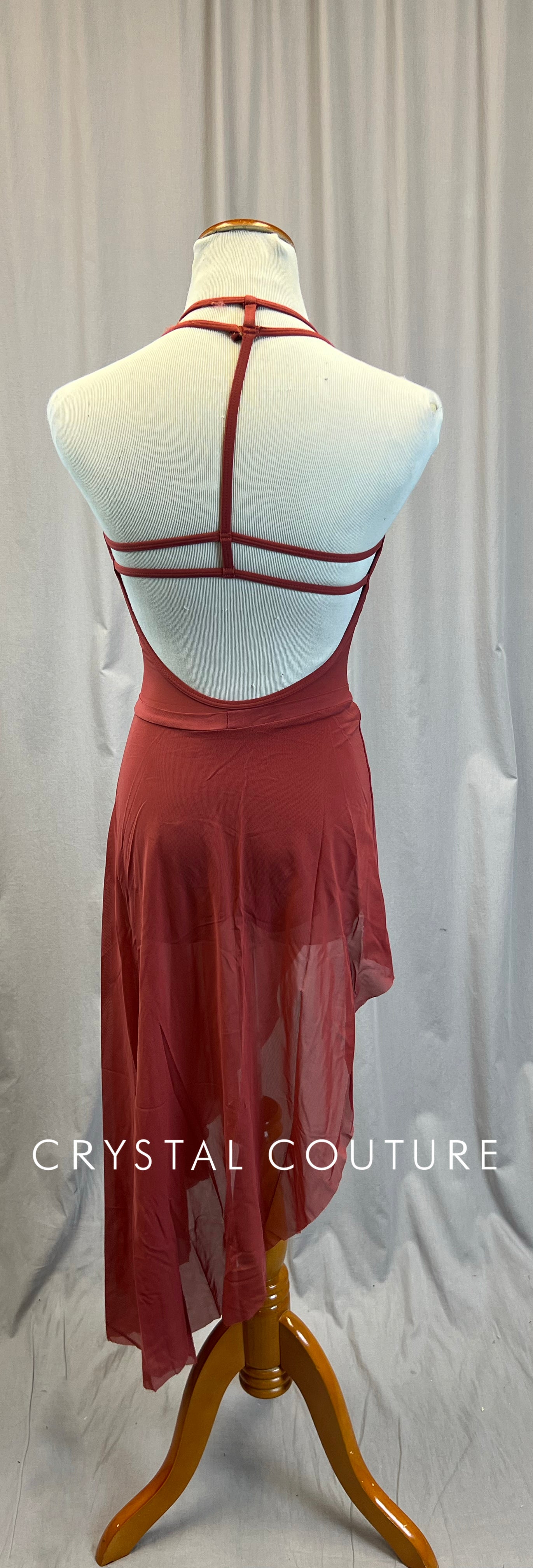 Rusty Pink/ Deep Salmon Leotard and Mesh Skirt Set